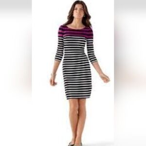 White House Black Market Striped Long Sleeve Dress